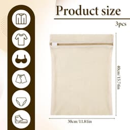 Waszakken - 3 Stuks - Wasnetten - Polyester - Bescherm je Wasgoed en Wasmachine - Waszakjes met Rits - Bh Waszak - Laundry Bag - Wasnetje - Wassorteerder - Packing Cubes - Travel Organizer - Geschikt voor thuis en op reis - 30x40cm - Khaki — thumbnail 5