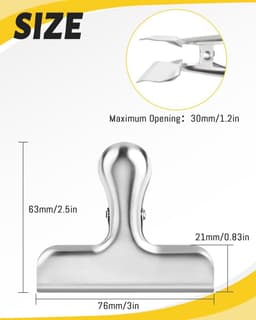 5 Stuks Bulldog Clips 76mm - Metalen Papierklemmen Voor Organisatie in Huis, Keuken, School en Kantoor — thumbnail 4