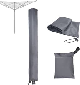 Waterdichte afdekking voor droogmolens met ritssluiting – 16 x 16 x 180 cm, beschermhoes voor roterende wasdrogers, Oxford-stof, winddicht, grijs — thumbnail 1