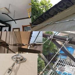 Allecta - Set van 10 roestvrijstalen draadspanners M4 voor zonnezeil, tuindraadspanner kit met dubbel oog. Spanhaken voor het spannen van touw of waslijn. — thumbnail 2