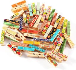 100 Stuks Mini Houten Waslijn Knijpers – Kleurrijk Geschilderde Plankjes voor Foto's & Knutselen — thumbnail 3
