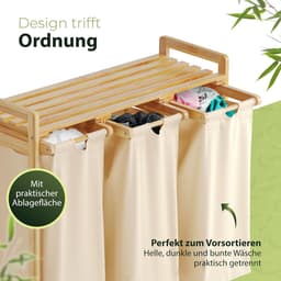 Wasmand 3 Vakken - Wassorteerder -90L-Beige — thumbnail 5
