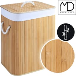 More&Deco Serie - Bamboe Wasmand - 80L - Elegante Oplossing - Praktische Deksel — thumbnail 5