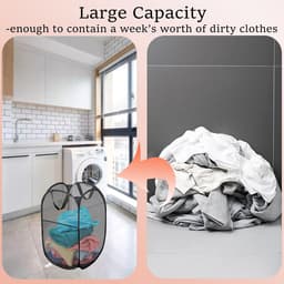 2 stuks wasmand - Opvouwbare wasmand - Pop-up wasmand - Voor badkamer, camping, universiteit, kamer en reizen,Zwart (36 x 36 x 56 cm) — thumbnail 4