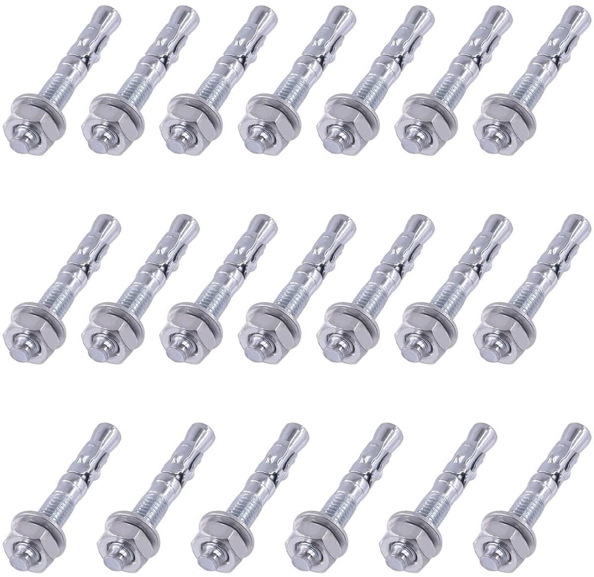 Wigankers 20 Stuks 3/8" x 2-3/4" Verzonken Heavy Duty Bevestiging voor Beton — afbeelding 1