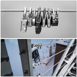 Allecta - Staalkabel 30 meter roestvrij staal 304 met vinyl coating en 6 aluminium hulzen voor wasrek optillen - Groen — thumbnail 2