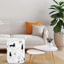Dierenkattenpatroon - Opvouwbare wasmand - Geschikt voor kinderkamers - Unisex - Draagbare hoge opvouwbare schattige wasmand - Opbergrek - Opbergmand voor kinderkamers met handvat — thumbnail 3