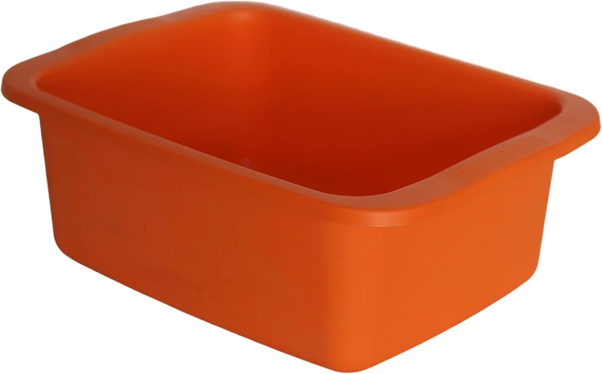 oranje wasbak van Macchiavelli. Kunststof kom met een inhoud van 10 liter. Multifunctioneel dienblad meet 42 x 31 x 15,5 cm — afbeelding 1