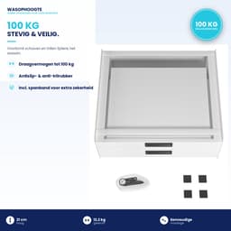 Wasophoogte® Tussenstuk wasmachine droger - Stapelkit wasmachine droger - Tussenkader met lade en plateau - Geschikt voor elk type - Wit — thumbnail 2