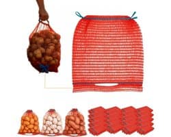 Raschelzakken Aardappelen - Netzakken Groenten - Opslag Fruit - Met Trekkoord - 30x50 cm - Rood