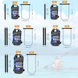Pakzak, drijvende droogrugzak, strandtas, lichte droogzak voor strand, boottochten, vissen, kajakken, zwemmen, rafting, camping, 5 l, 10 l, 15 l, 20 l, 30 l — thumbnail 2