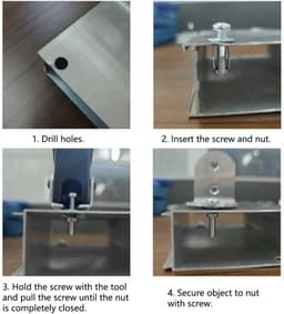 Holle metalen holteankers, 10 stuks M6 extra korte holle muurankers, holle deurbevestigingen voor 0-5 mm deurwand, aluminiumplaat, ijzeren plaat, houten plank (25 mm) — thumbnail 3