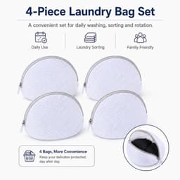4 stuks beha-inzetstukken voor wasmachine, 18 x 16 cm, waszak met ritssluiting, om vervorming en vouwen van kleding voor beha's, ondergoed te voorkomen — thumbnail 5