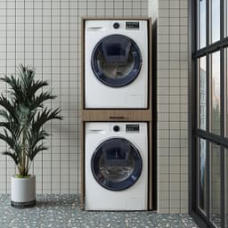 Roomart DUO-I Wasmachine Ombouwkast 67x185 cm - voor 2 Apparaten met Uittrekblad - Licht eiken — thumbnail 2
