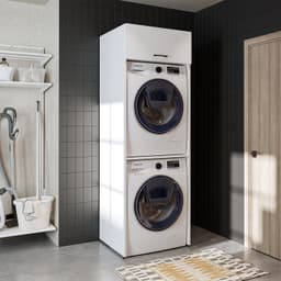 Roomart DUO-II Wasmachine Ombouwkast 67x231 cm - voor 2 Apparaten boven elkaar - Wit — thumbnail 5