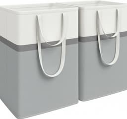 Klarven® Wasmand Duifgrijs - Opvouwbare Wastas - Wasmanden - Laundry Bag - Set van 2 - 110 Liter per Tas — thumbnail 1