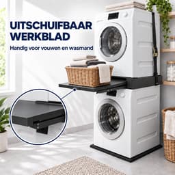 ProductXpert Stacko™ - Stapelkit & Anti Trillingsmat voor Wasmachine en Droger - Tussenstuk - Uitschuifbare Plank met Handdoekhouder - Zwart- AntiSlip - Geluidsdempende Antislip Mat - 620 x 620 x 10 mm — thumbnail 5