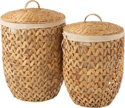 Set Van 2 Wasmanden + Deksel Waterhyacinth Naturel — thumbnail 1