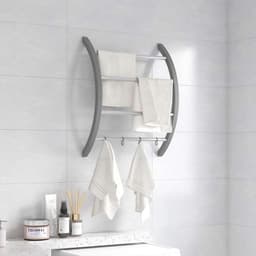 vidaXL - Handdoekenrek - met - haken - 56x16x72 - cm - aluminium - zilverkleurig — thumbnail 2