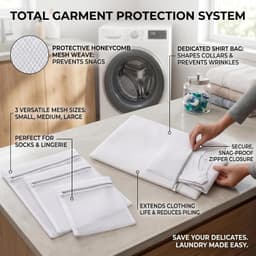 Duurzame Waszakken Set van 3 - Ademende Mesh Wasnetten met Rits 50x40cm voor Kledingbescherming, Antiklit en Reisopslag — thumbnail 2