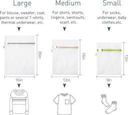 Herbruikbare en Duurzame Mesh Waszakken voor Delicate Kleding, Ondergoed en Baby Kleding - 5 Verschillende Maten voor Optimaal Bescherming en Onderhoud — thumbnail 2