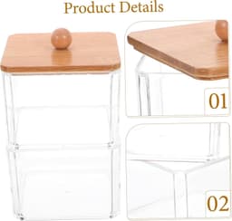 1set Stapelbare Organizer Voor Wattenstaafjes Make-up Pads Duidelijke Opberghouder Voor Tandenstokers Cosmetica Haaraccessoires Met Deksel — thumbnail 5