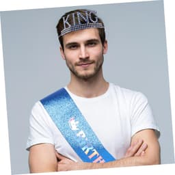 1set Verstelbare Verjaardagskroon Sjerp Set Voor Mannen Duurzame Feestdecoraties Voor Verjaardagen Bruiloften Prom Glitterende Kroon Sjerp Van — thumbnail 1