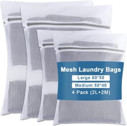 Set van 4 Wasnetten met Rits voor de Wasmachine, Fijnmazig en Duurzaam, Herbruikbare Waszakken voor Ondergoed, Sokken en Delicate Kledingstukken — thumbnail 1