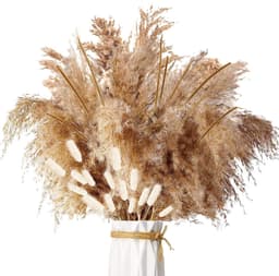 Gedroogd Pampasgras - 45 stuks Natuurlijke Gedroogde Bloemen Decoratie, Bruin Pampas Gras Pluizige Vruchtjes, Pampas Gedroogde Bloemen Boeket voor Bruiloft Tafel Decoratie Woonkamer — thumbnail 1