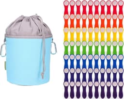 Regenboog Wasknijpers - Kleurrijk Wit - Roestvrijstalen Veren - Softgrip - Canvas Wasknijperzak - Lichtblauw Grijs Wasknijperzak — thumbnail 1