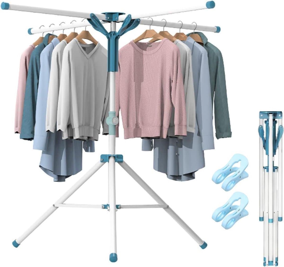MKSS® Droogmolen met Voet voor Camping & Thuis - Wasrek Staand - Droogrek Inklapbaar - Wit — afbeelding 1