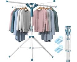 MKSS® Droogmolen met Voet voor Camping & Thuis - Wasrek Staand - Droogrek Inklapbaar - Wit — afbeelding 1