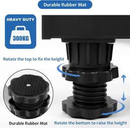 Washing Machine Stand 300kg Load Capacity - Adjustable Width 40-62cm - Height 11-12.5cm - 8 Padded & 4 Lockable Wheels — thumbnail 2