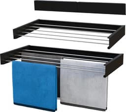 Premium Luxe Laundry Aluminium Wandmontage Droogrek - Opvouwbaar, Inklapbaar, Drievoudig - Ruimtebesparend Wasruimte Muur Droogrek - Wit folding wall laundry rack — thumbnail 1