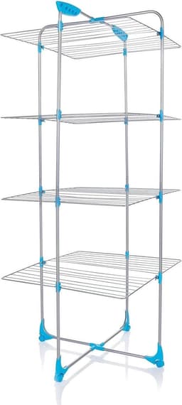 Indoor Luchter - 40 m droogruimte Metaal Wit/Blauw folding wall laundry rack — thumbnail 1