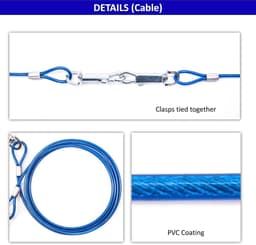 Grondanker hond hondenkettingen voor buiten-hond stropdas-kabel hondenketting outdoor-hond camping accessoires hondenriemen riem voor stalen spiraal hondenspel grondpen 2 x 18 m (blauw) Grondanker hond — thumbnail 2