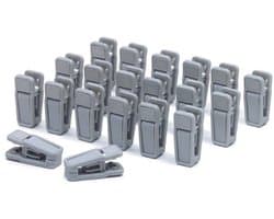 20 stuks kunststof kledinghangerklemmen - speciale clips voor kledinghangers - winddichte en antislip kunststof wasknijpers - mini-wasknijpers - geschikt voor dunne kledinglijn fluwelen hangers - vaste kledingklemmen (grijs) — afbeelding 1
