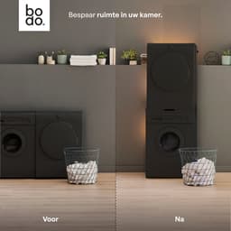 Bodo® Stapelkit - Uitschuifbare plank - Wasmachine en Droger - Universeel - Zwart — thumbnail 4