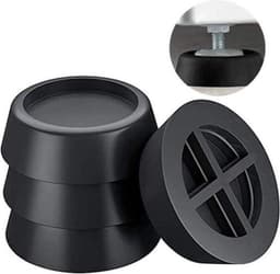 Trillingsdempers Wasmachine & Droger – Set van 4 stuks – Zwart - Wasmachine Geluidsdempers / Vibratiedempers – Pads / Voetjes – Antislip rubber - Extra dik — thumbnail 1