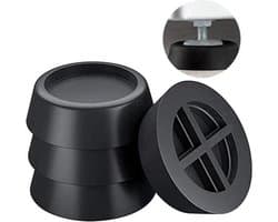 Trillingsdempers Wasmachine & Droger – Set van 4 stuks – Zwart - Wasmachine Geluidsdempers / Vibratiedempers – Pads / Voetjes – Antislip rubber - Extra dik — afbeelding 1