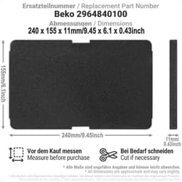 10 stuks Wasdroger filter - Spons filter - 2964840200 2964840100 - Filter Droger accessoires - Geschikt voor Beko/Grundig/Blomberg droger filter droger — thumbnail 2