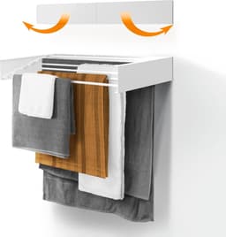 Intrekbaar inklapbaar wandmontage droogrek voor binnen of buiten - ruimtebesparend compact slank design - wit 100 cm — thumbnail 1