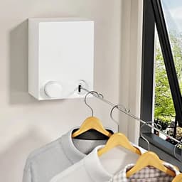 Flipflop Club® Waslijn In- en uittrekbaar | max. 4,2 meter | Stevig Waslijndraad – Wasdraad – Uittrekbare waslijn – Alternatief voor wasrek / compact wanddroogrek – Ruimtebesparend – Klein droogrek - Met of zonder boren - ideaal voor Studentenkamer — thumbnail 5