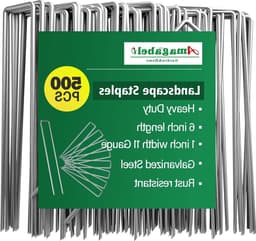 500Pack Tuinharingen-Staken 150mm-6inch voor Onkruidbestrijding Gazon - U-vormige Spijkerpennen - Gegalvaniseerde Grondpen — thumbnail 1