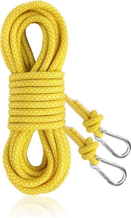 Waslijn extra sterk, 8 mm stabiel, scheurvast en roestbestendig, 15 m nylon waslijn met karabijnhaak voor camping, buiten, balkon — thumbnail 1