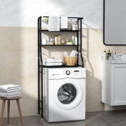3-Tier Opbergrek Wasmachine - Ruimtebesparend - Badkamer - Boven Het Toilet - Multifunctioneel - Sterk Lager - Hangbaar - Zwart Wasmachine rek — thumbnail 4