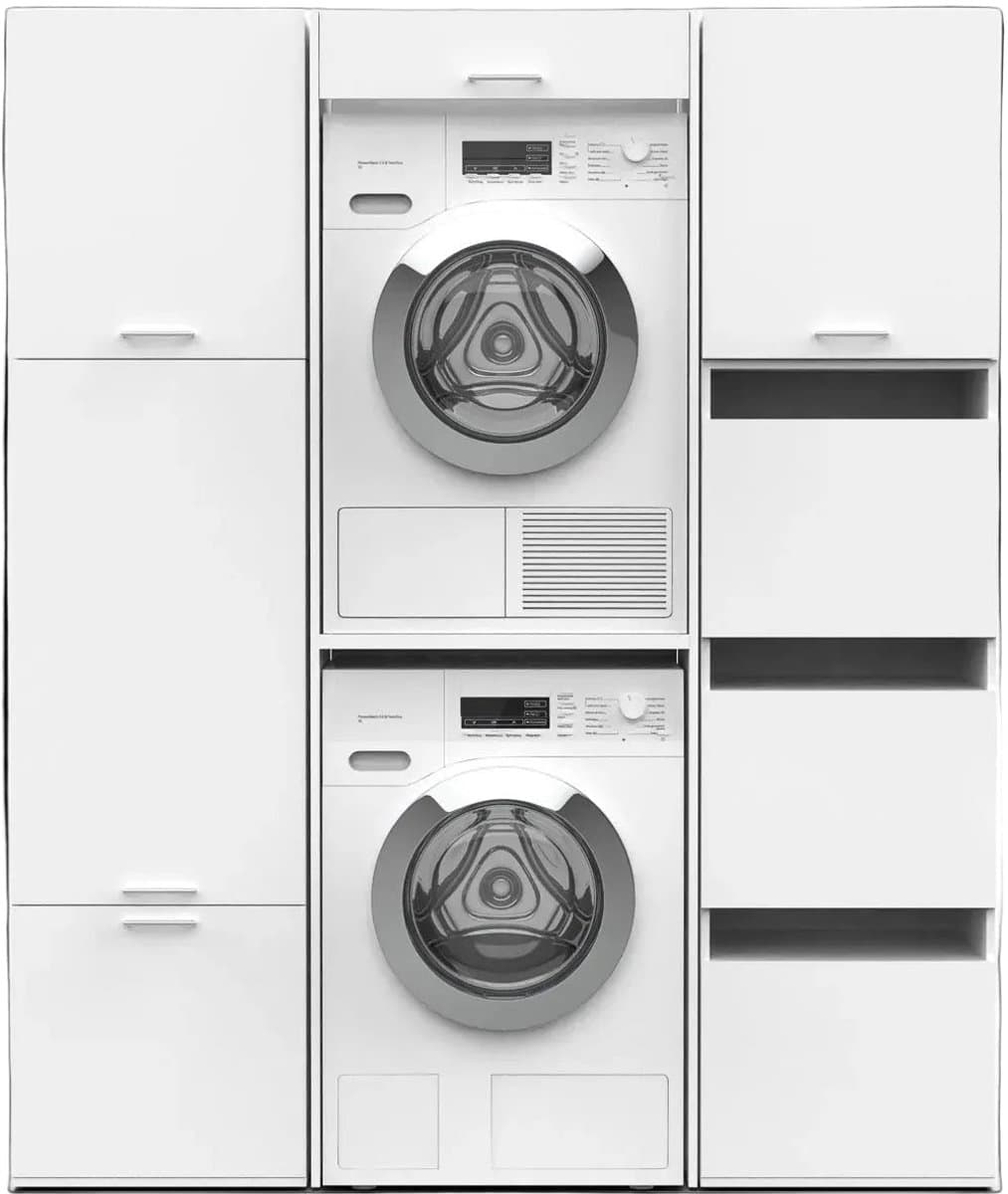 Washcab® Wasmachine Kast - Droger Verhoger - Wasmachine Ombouw - Droger op wasmachine Wit - Stack Set 4 — afbeelding 1