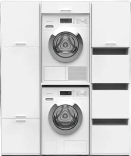 Washcab® Wasmachine Kast - Droger Verhoger - Wasmachine Ombouw - Droger op wasmachine Wit - Stack Set 4 — thumbnail 1