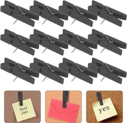 Houten Punaises - Papierklemmen Pinnen - Decoratief Bevestigen - Met Clips - 50 Stuks - Zwart — thumbnail 3