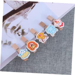 Houten Knijpers - Mini Clips - Foto's Ophangen - Natuurlijk Materiaal - 10 Stuks - Gekleurd — thumbnail 4